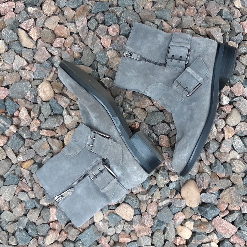 Marc Fisher parole gray suede leather moto boots - Picture 7 of 8